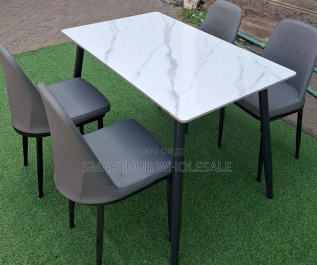 4 Seaters Glass Topping Dinning Table With Executive Chairs - main view