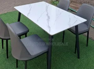 Dinning- Modern 4 Sitter Executive Top Glass Dinning Table