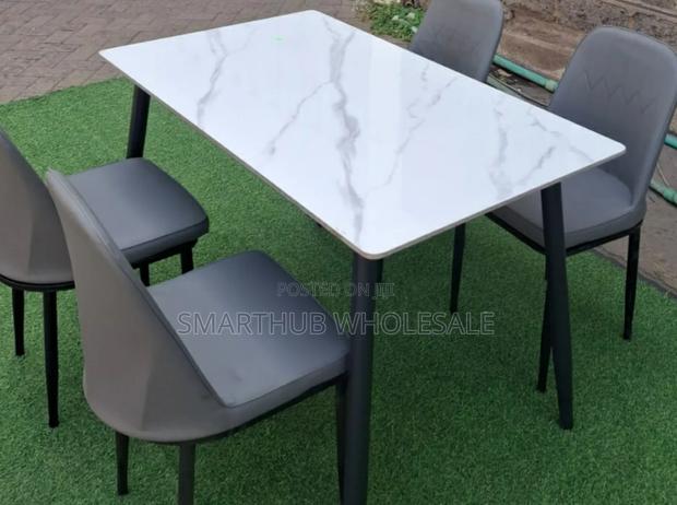 Dinning- Modern 4 Sitter Executive Top Glass Dinning Table