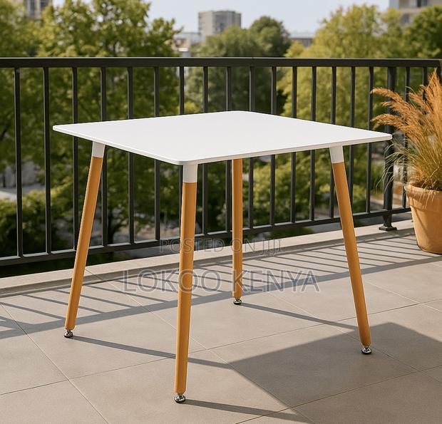 Dining Table; White-Nordic Wood MDF Top Dining Table