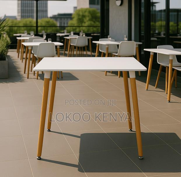 Dining Table; White-Nordic Wood MDF Top Dining Table - thumbnail 3