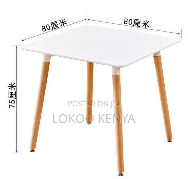 Dining Table; White-Nordic Wood MDF Top Dining Table - thumbnail 6