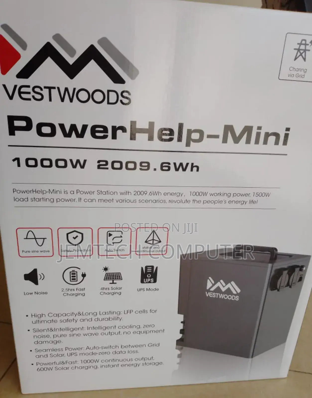 Vestwood Portable Power Station (2009.6wh / 1000w Ac Max Output)