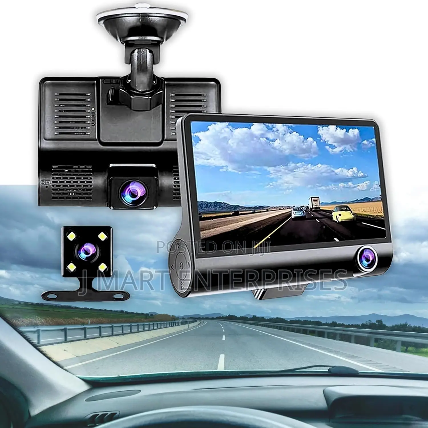 3 Channel Dash Cam 1080p, Front, Inside Rear Camera