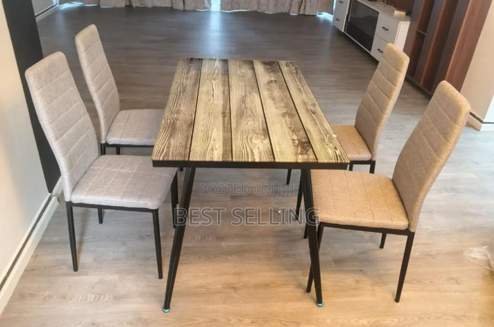 Almost Brown Leather Dining Set