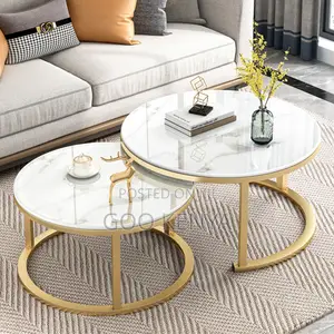 Home Table Set;Marble Round Nesting Table Set For Compact Living Space