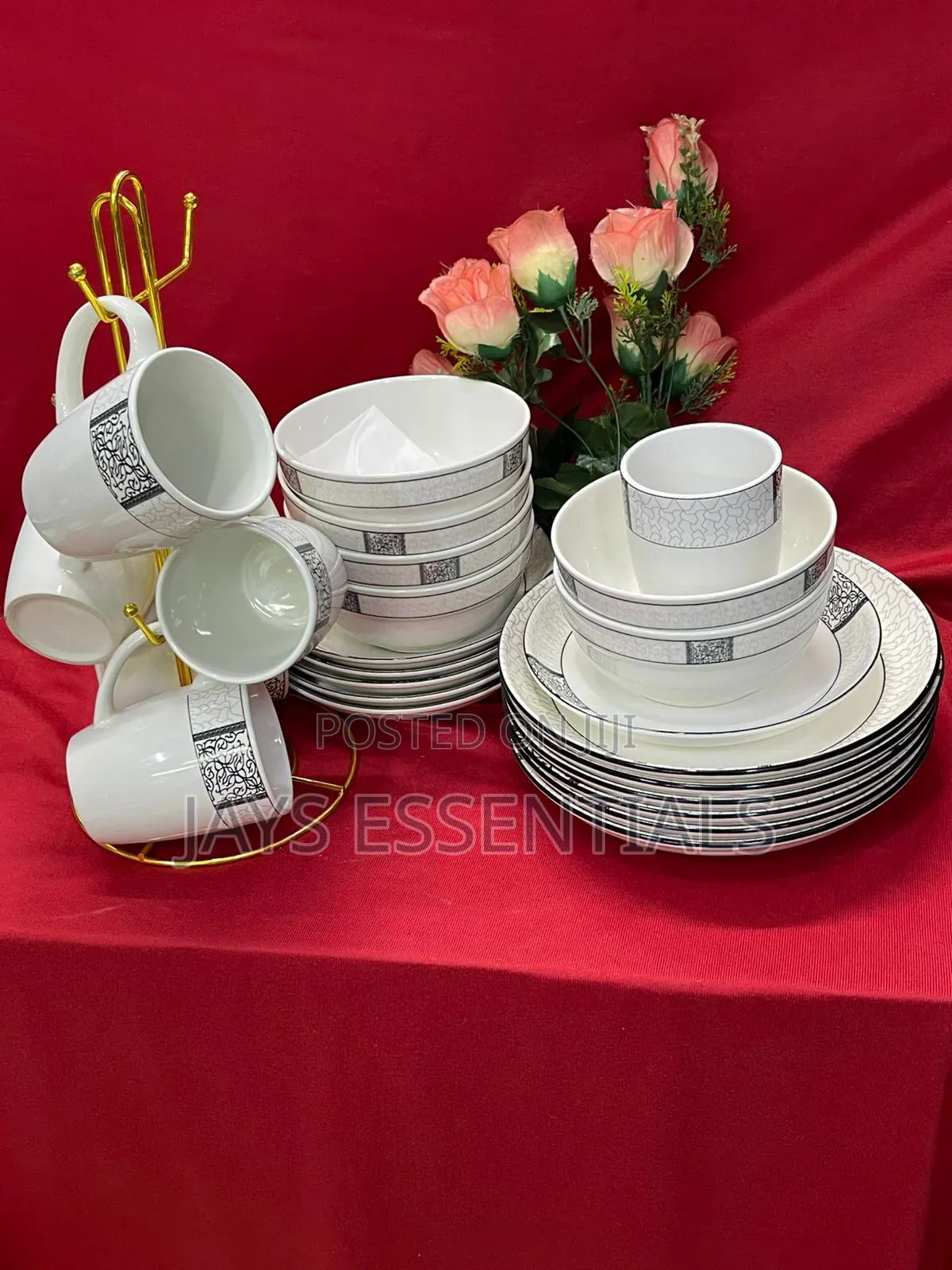 24pc Diamond Ceramic Dinner Set