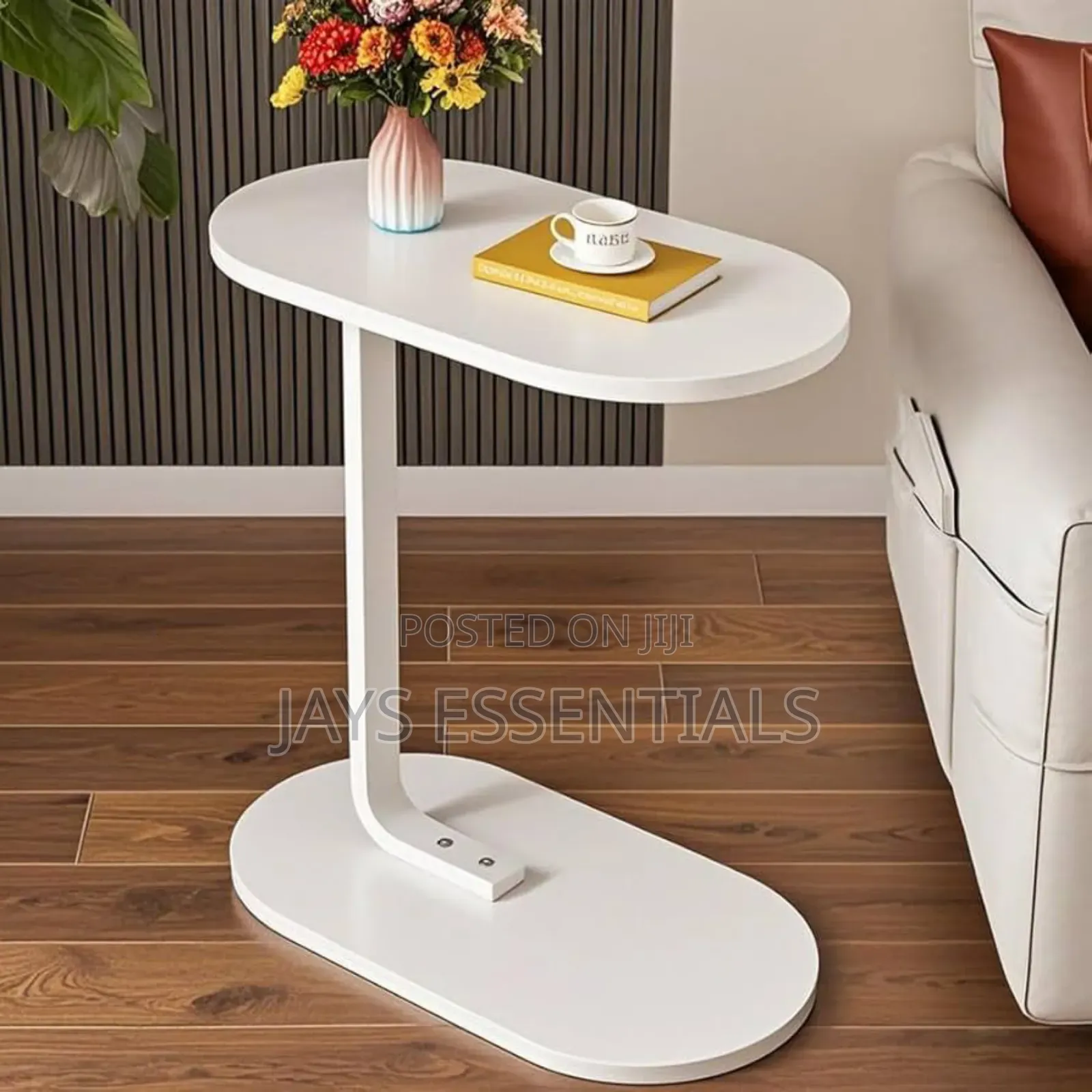 White Movable Side Stool