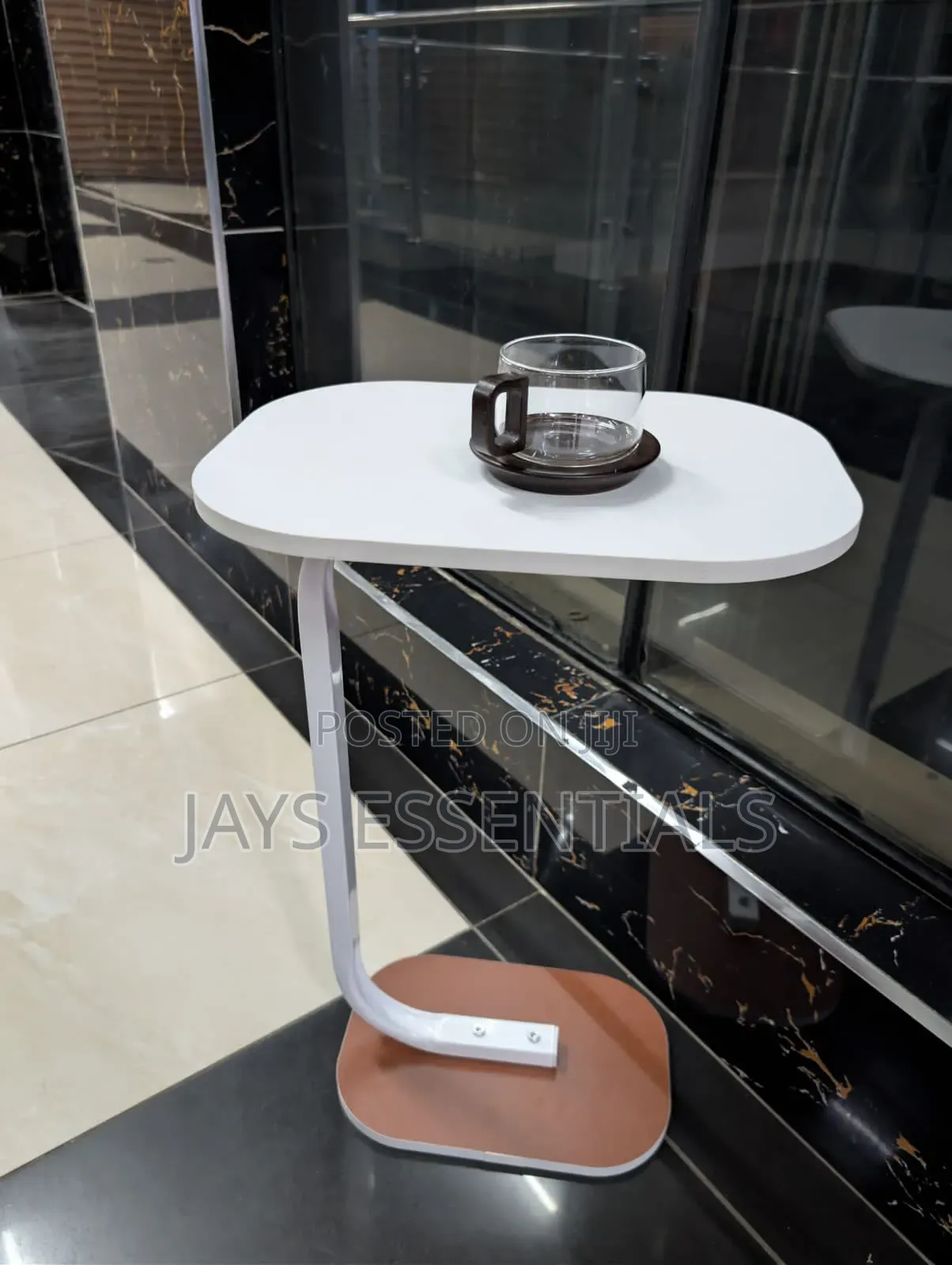 White Movable Side Stool