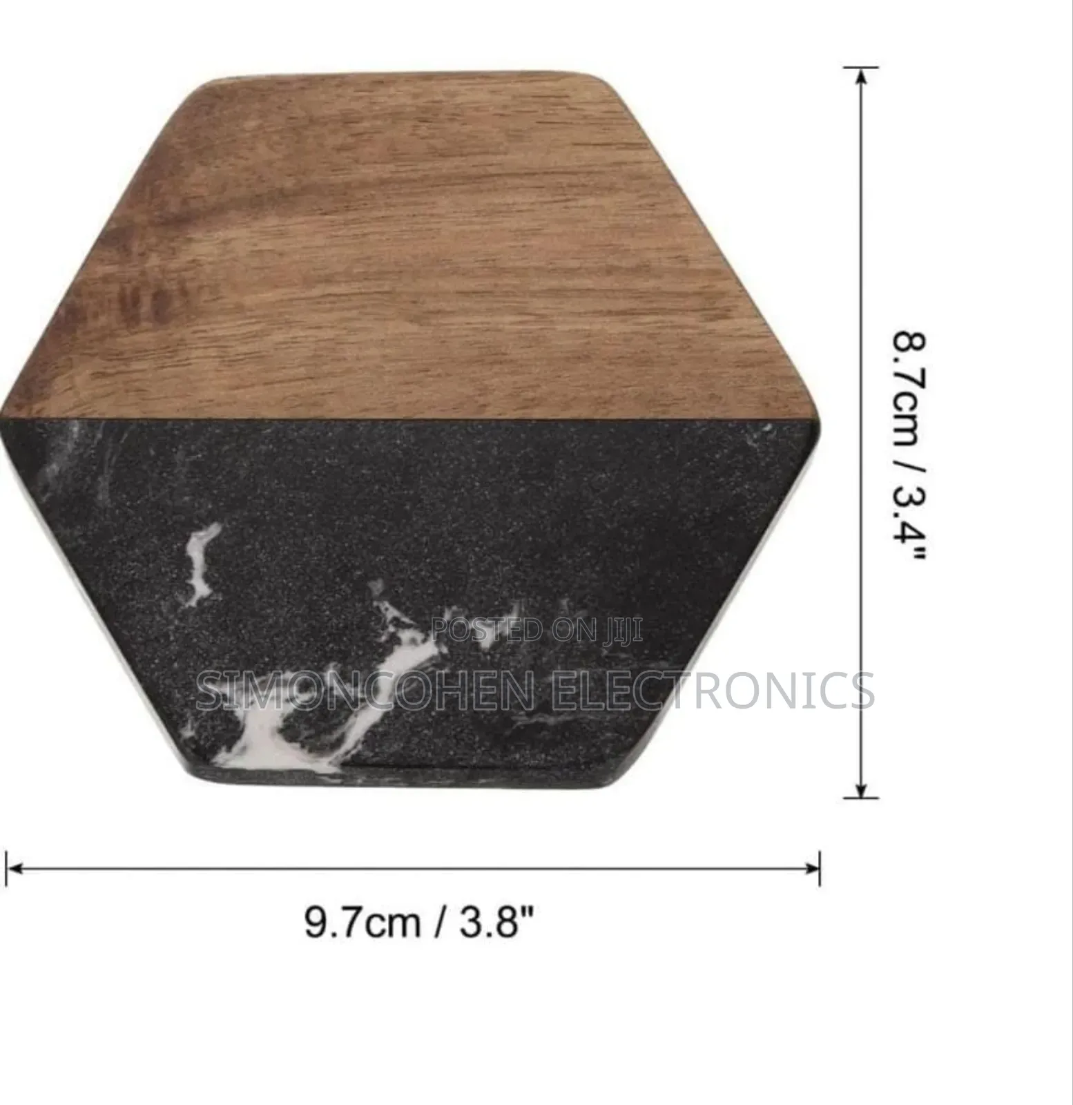 6 In 1 Hexagon White Marble And Wood Coasters
