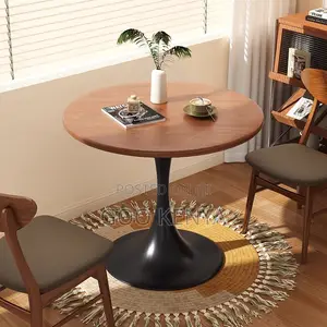 Home Table; Round Wooden Dining Table With Star-shaped Metal Base