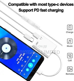 2in1 Usb Type-C Usb-C Headphone Audio Dac Splitter Adapter Pd Charging