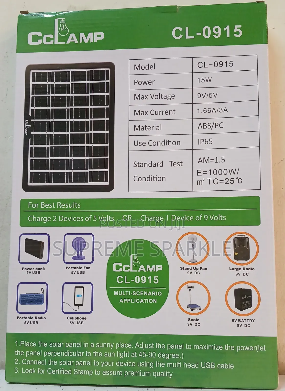 Cclamp Cl-0915 Solar Charging Panel 15w