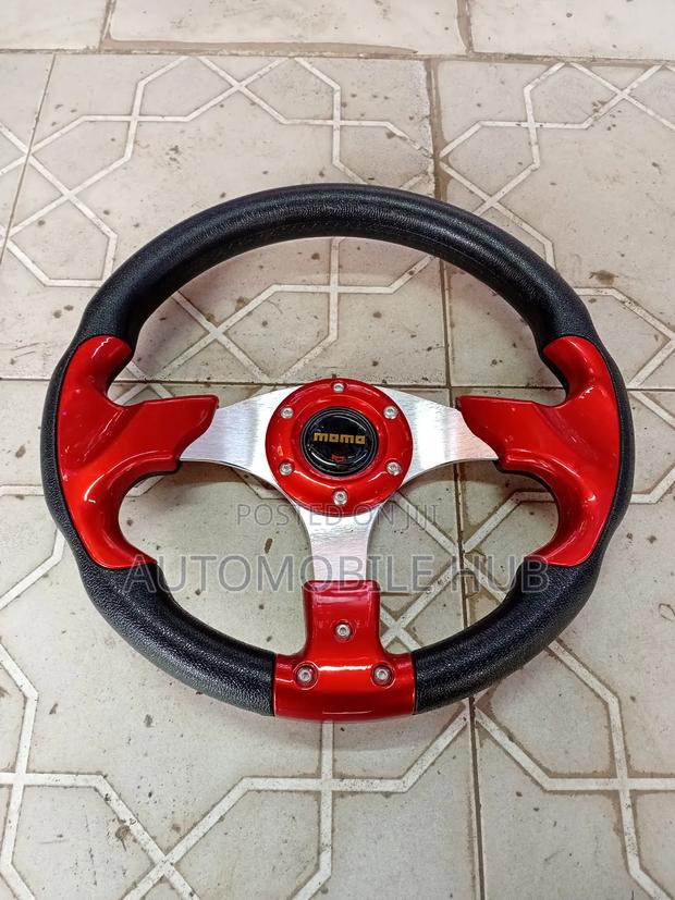 Universal Momo Black Red Steering Wheel – Sport Racing Wheel - thumbnail 2