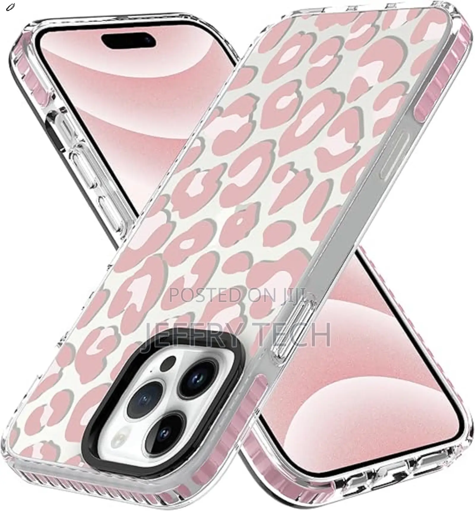 Ziye Clear Case for iPhone 16 Pro Pink Leopard Design Soft Tpu