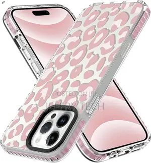 Ziye Clear Case for iPhone 16 Pro Pink Leopard Design Soft Tpu
