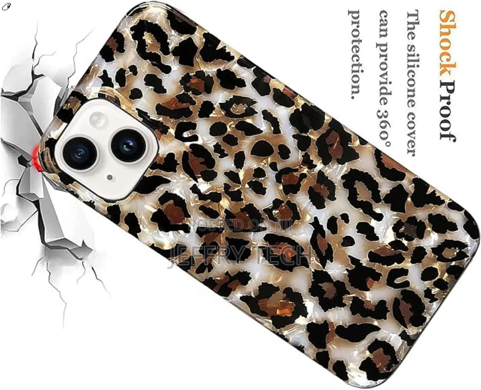 Jwear Leopard Cheetah Print Pearly Design Soft Silicone iPhone 15 Pro