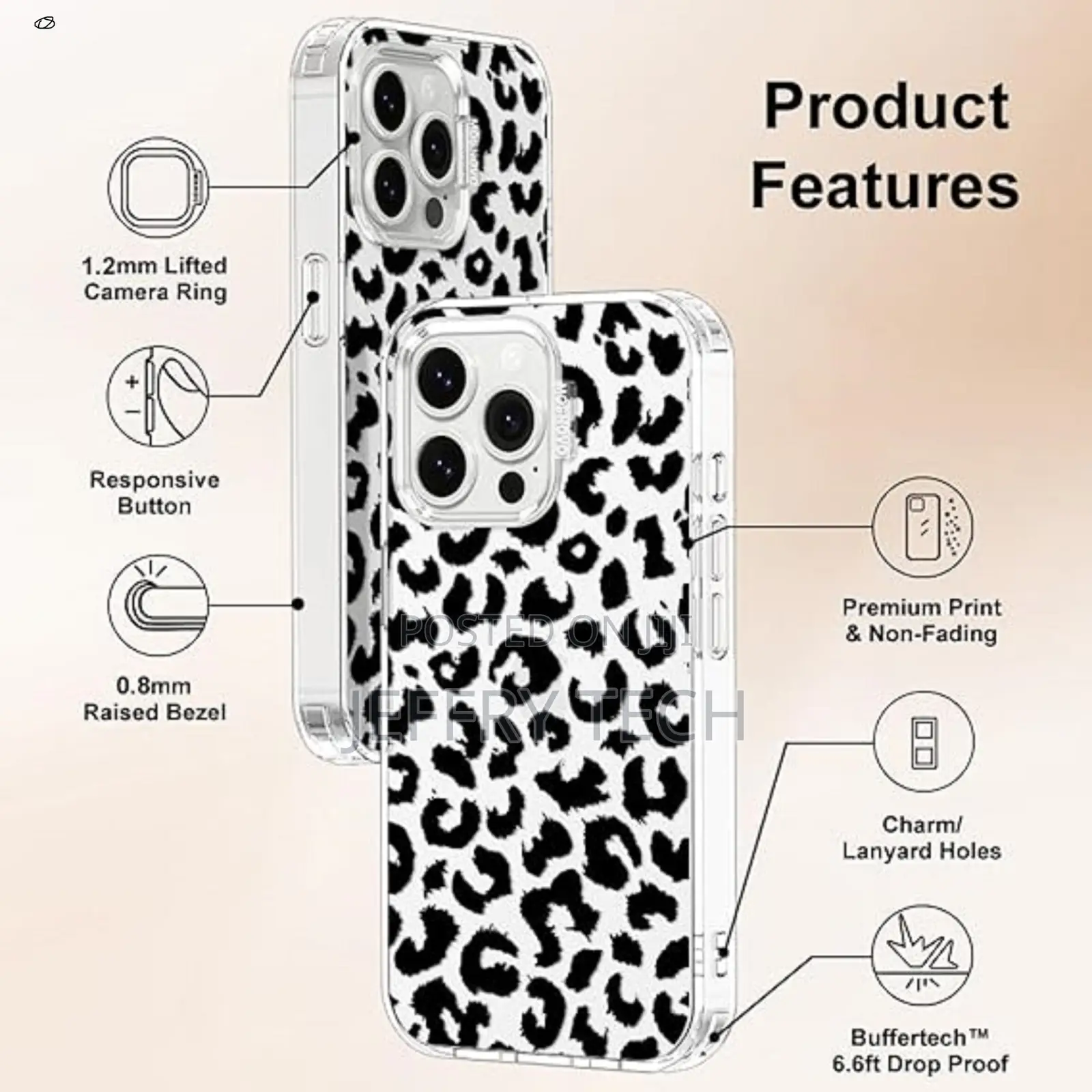 Mosnovo Case for iPhone 14 Pro Max Leopard Print Clear Tpu