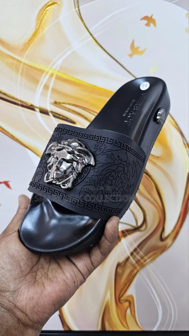 Versace Silver Medusa Slides - thumbnail 2