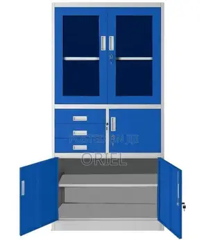 Office Cabinets; Modern Locking Metallic Blue Workplace Cabinet