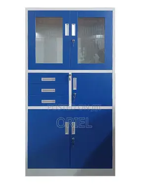 Office Cabinets; Modern Locking Metallic Blue Workplace Cabinet
