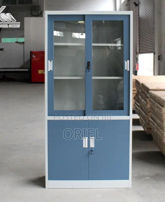 Office Cabinets; Modern Locking Metallic Blue Workplace Cabinet