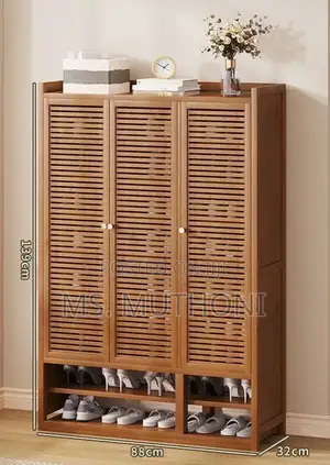 Modern 10 -Tiee Bamboo Shoe Storage Cabinet With Ventilation