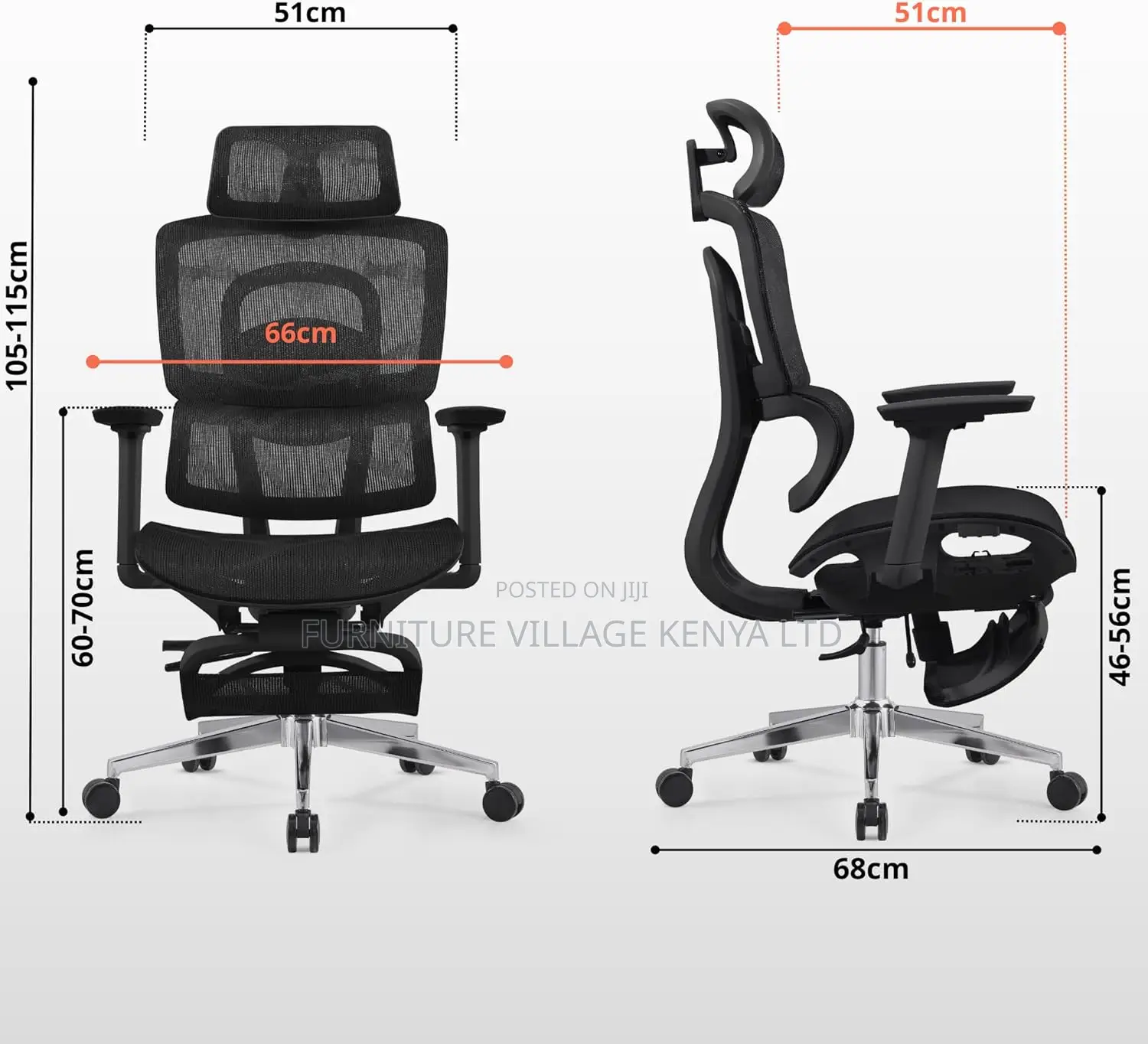 Ergonomic Office Chair –High-back Mesh, Reclining System With Footrest