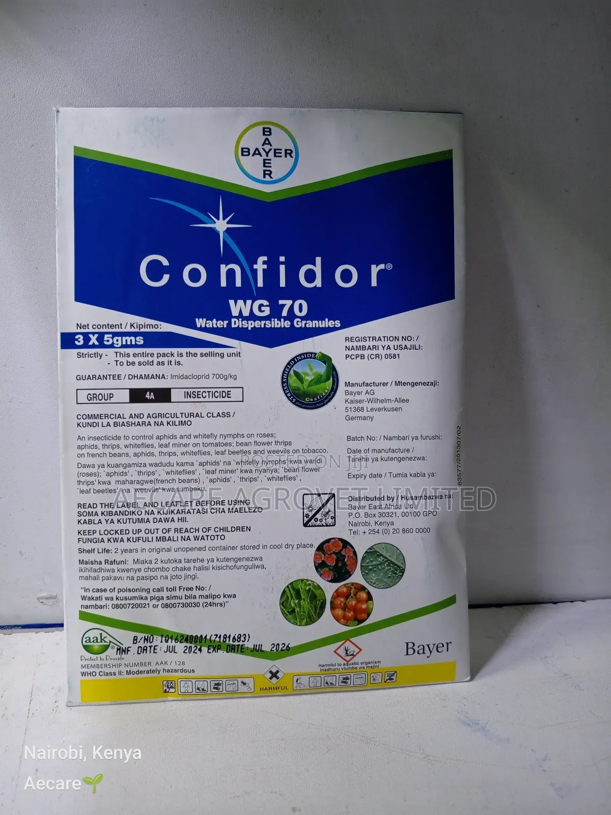Confidor Wg70 Insecticide 3×5 Grams Bedbugs, Cockroach, Kunguni, Mende