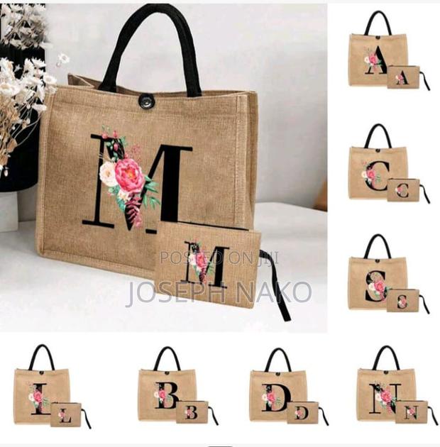 Elegant Jute Tote Bag With Matching Pouch