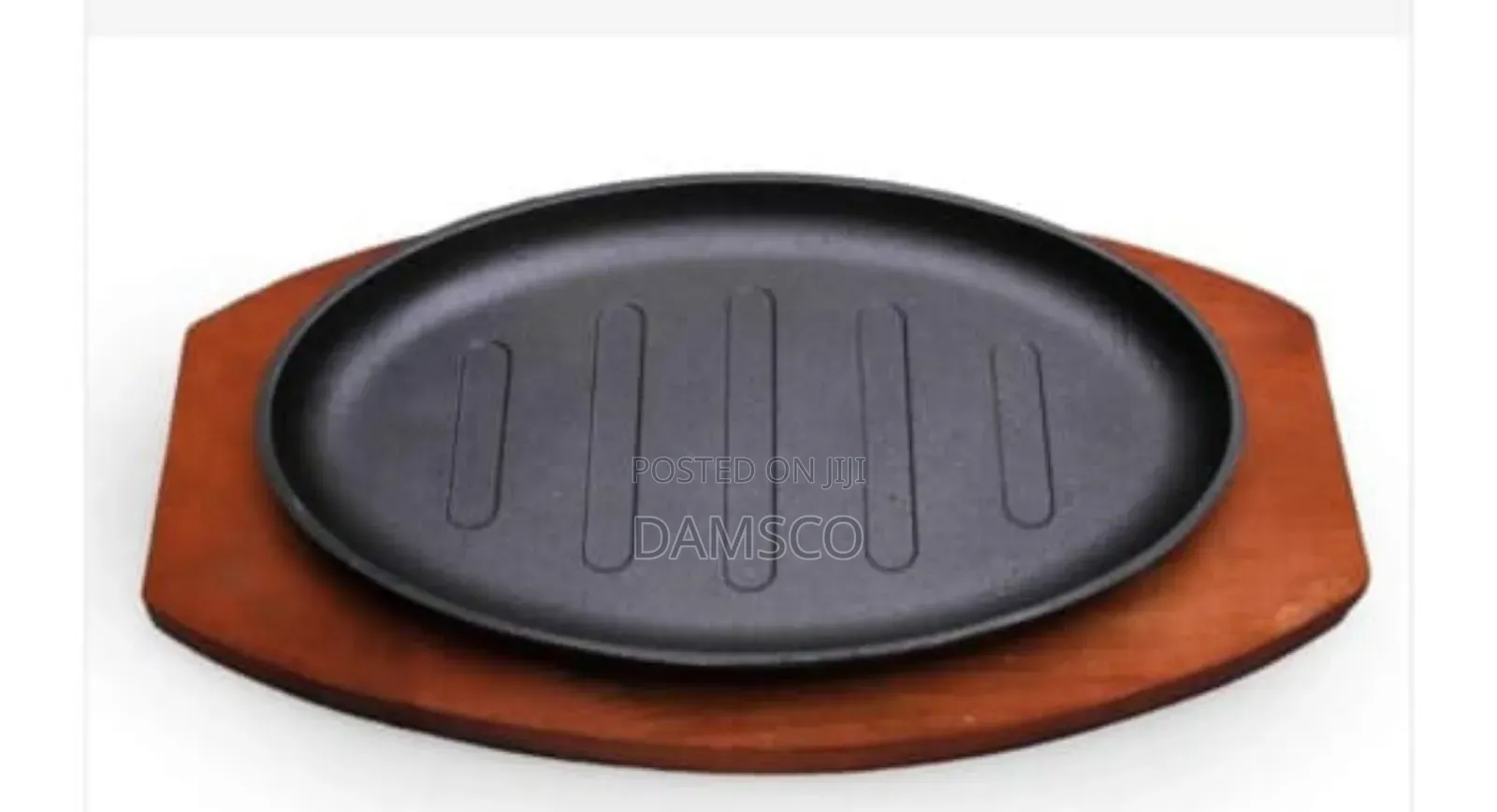 Casting Iron Sizzling Plate With Wooden Base