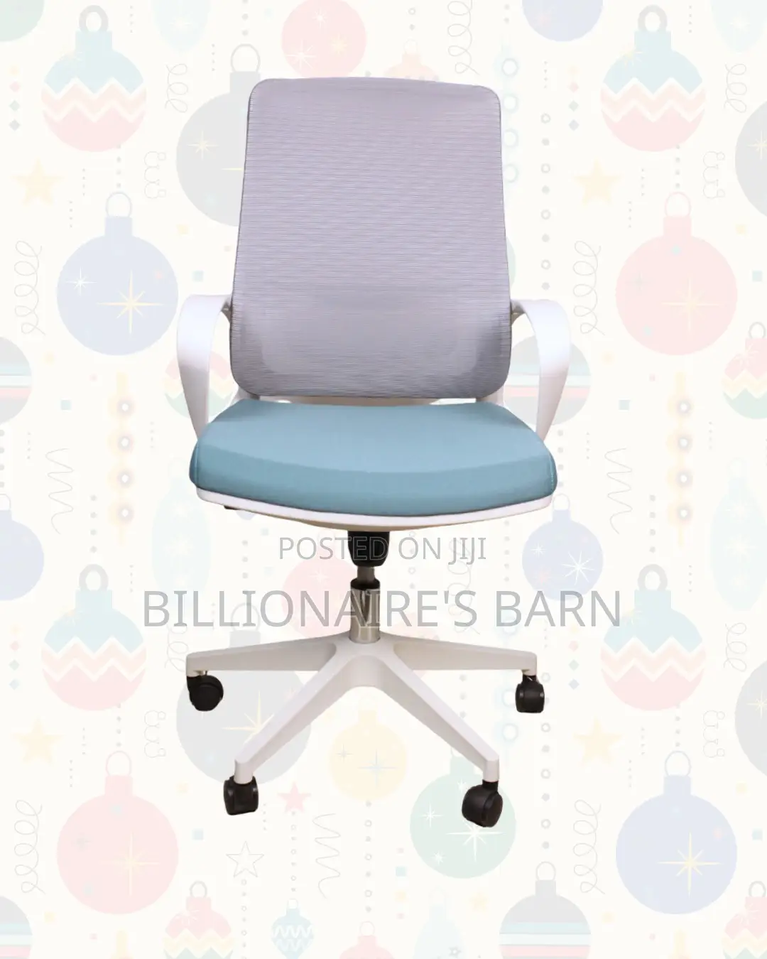 White Ergonomic Work Chair — Stable Base, Lumbar Support Built-In