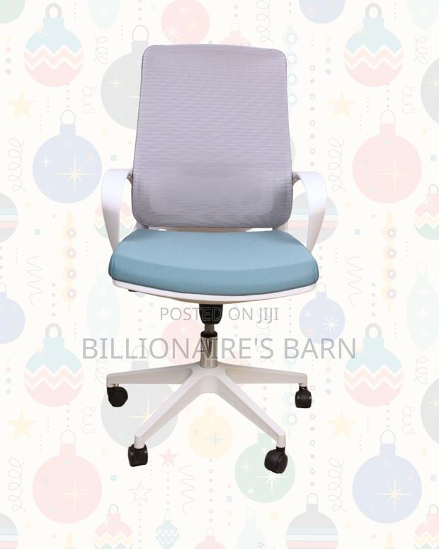 White Ergonomic Work Chair — Stable Base, Lumbar Support Built-In