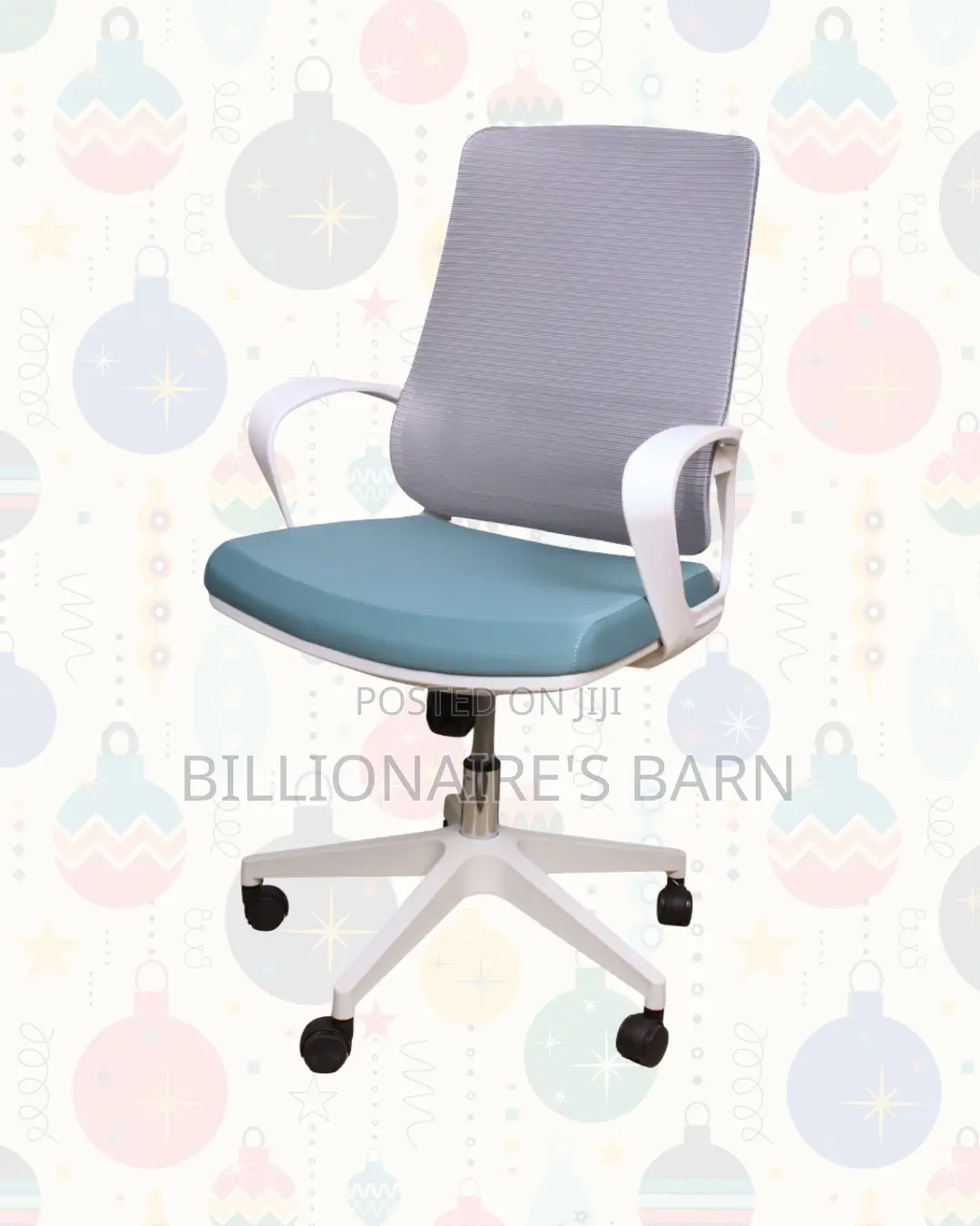 White Ergonomic Work Chair — Stable Base, Lumbar Support Built-In