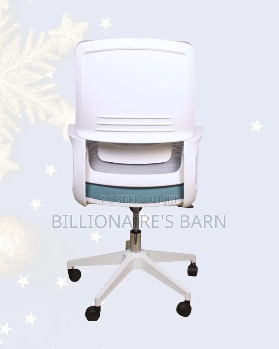 White Ergonomic Work Chair — Stable Base, Lumbar Support Built-In