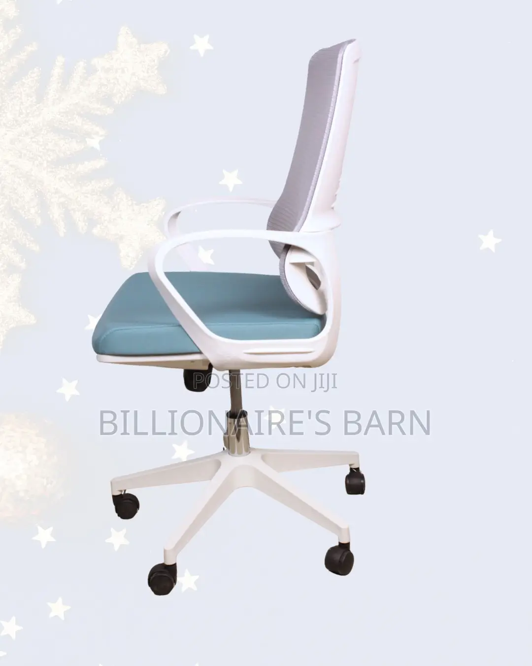 White Ergonomic Work Chair — Stable Base, Lumbar Support Built-In
