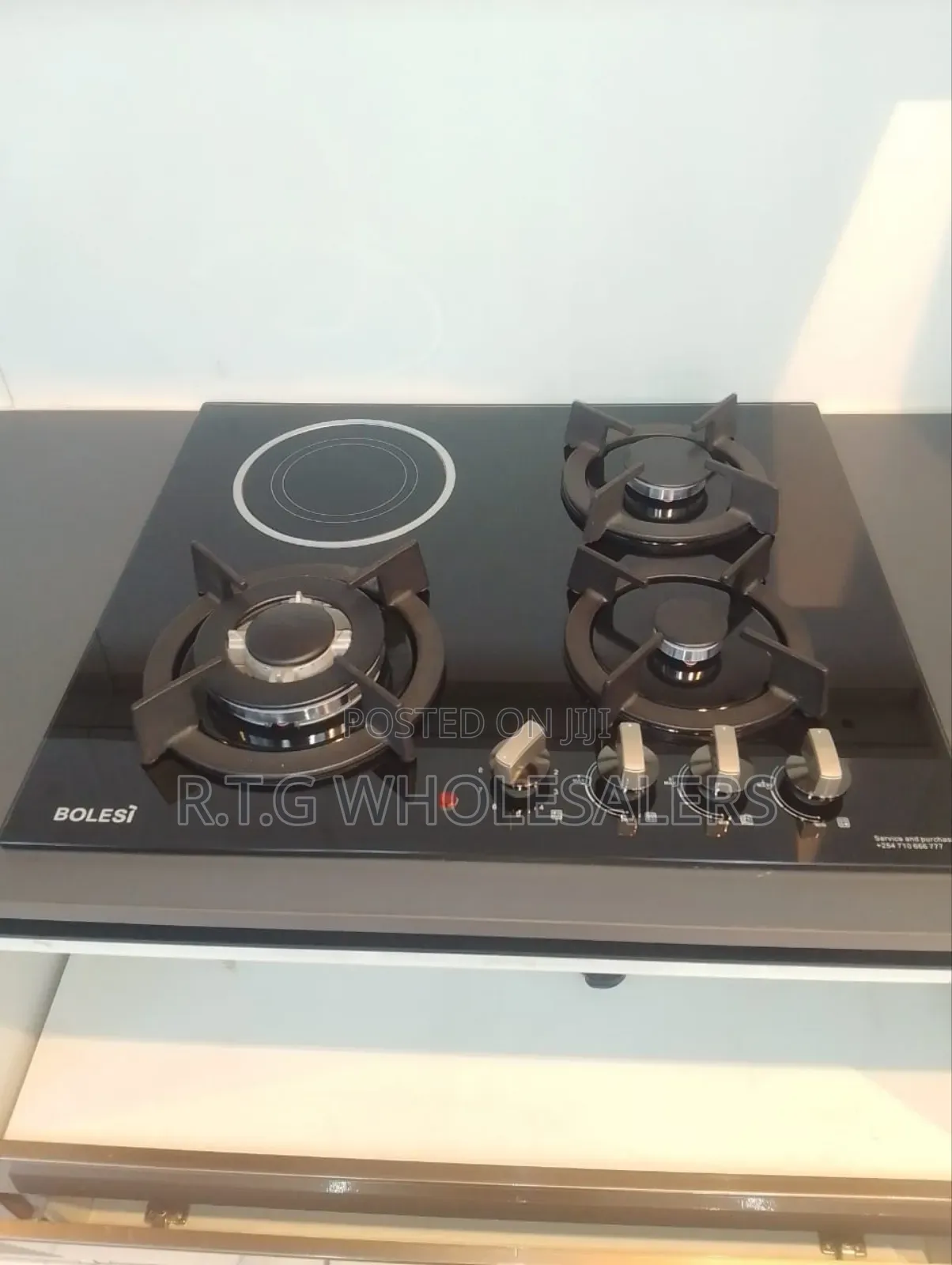 Bolesi Hob 3 Gas Burners +1 Infrared Electric With Gas Sensor
