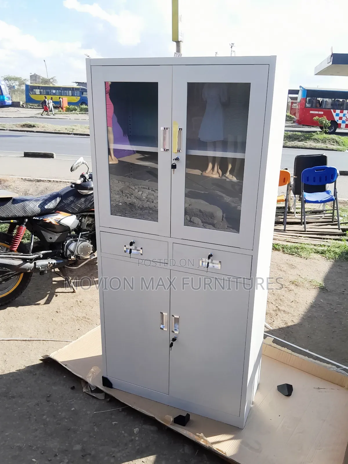 Half Glass Metallic Office Cabinet