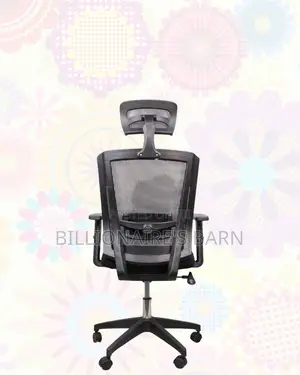 Black Office Chair With Adjustable Headrest — Stable Base