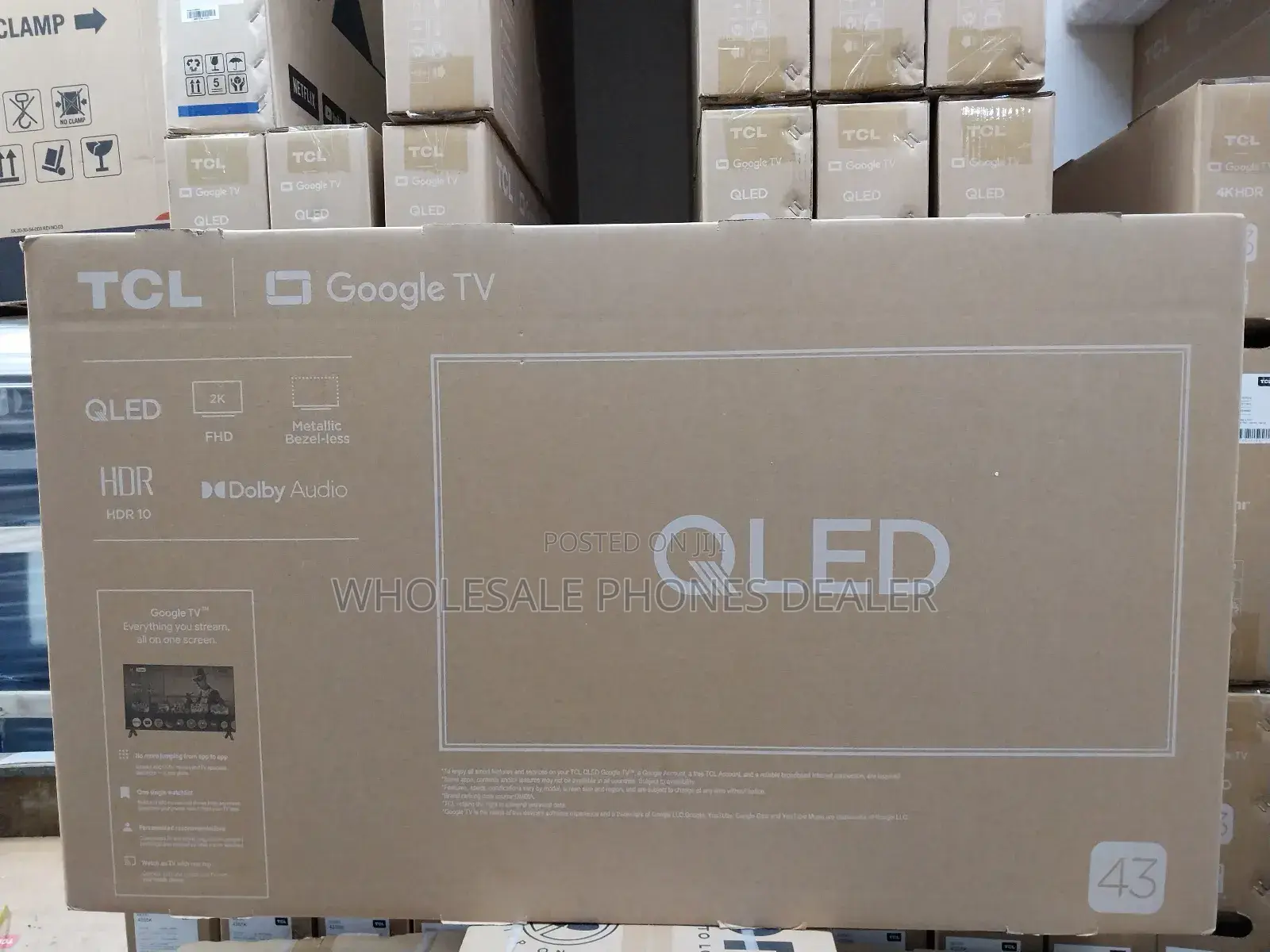 Tcl 43" Frameless Qled Google Tv, Dolby Audio, Bluetooth, Cast Enabled