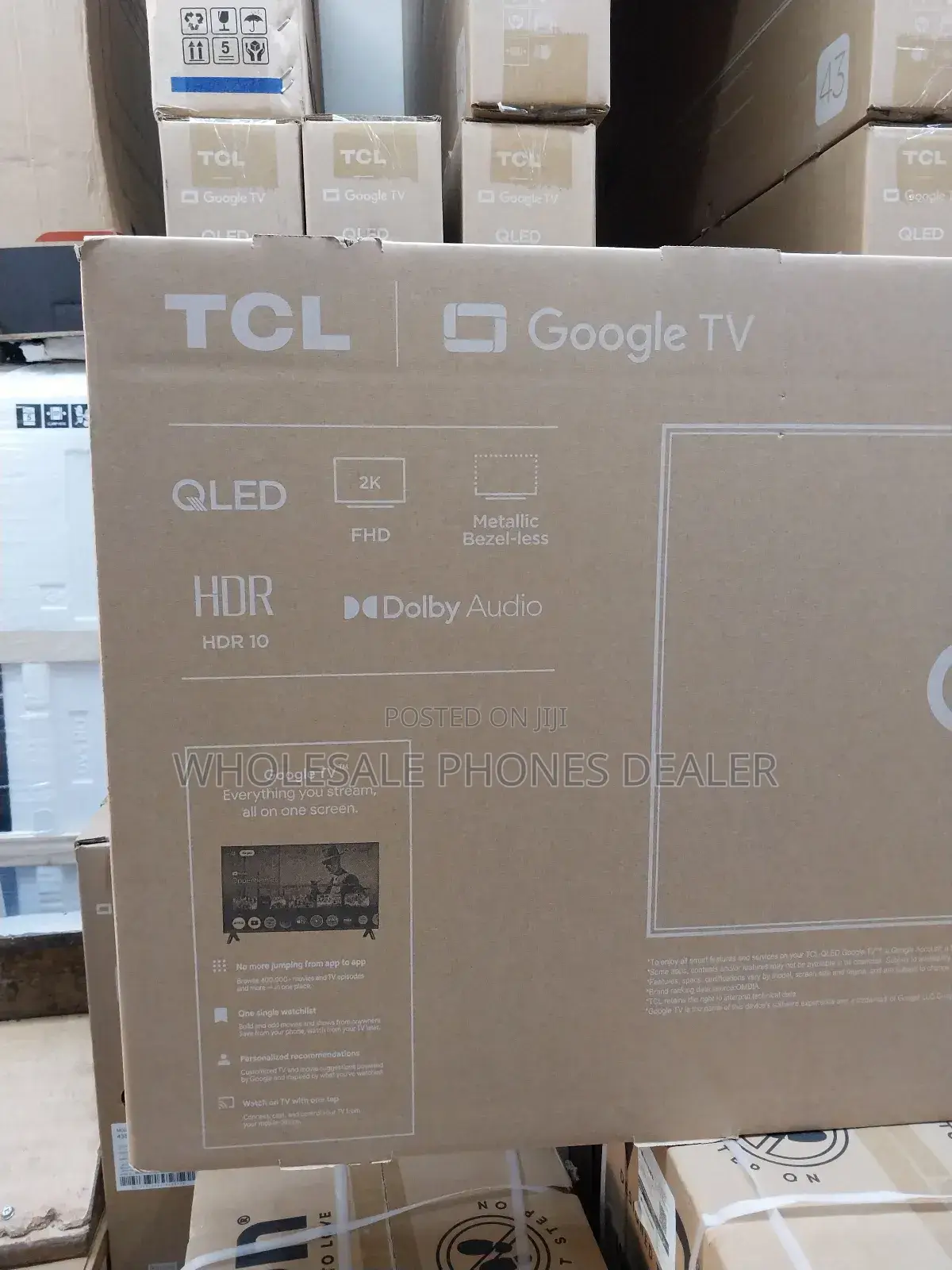 Tcl 43" Frameless Qled Google Tv, Dolby Audio, Bluetooth, Cast Enabled