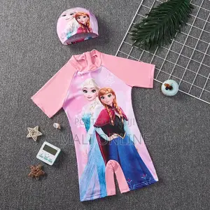 Kids Cartoon Themed Swimming Costume With Cap Boys Girls Swimsuit Set