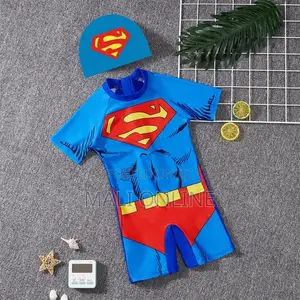 Kids Cartoon Themed Swimming Costume With Cap Boys Girls Swimsuit Set