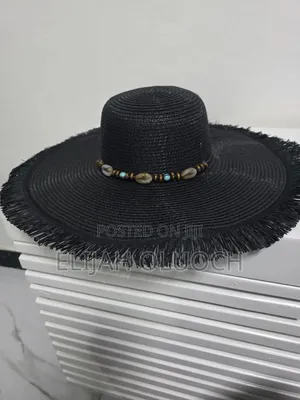 Black Women Summer Beach Wide Brim Straw Hat