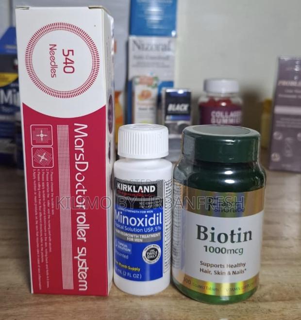 Derma Stamp + Minoxidil 5% 50ml Biotin 100 Tablets
