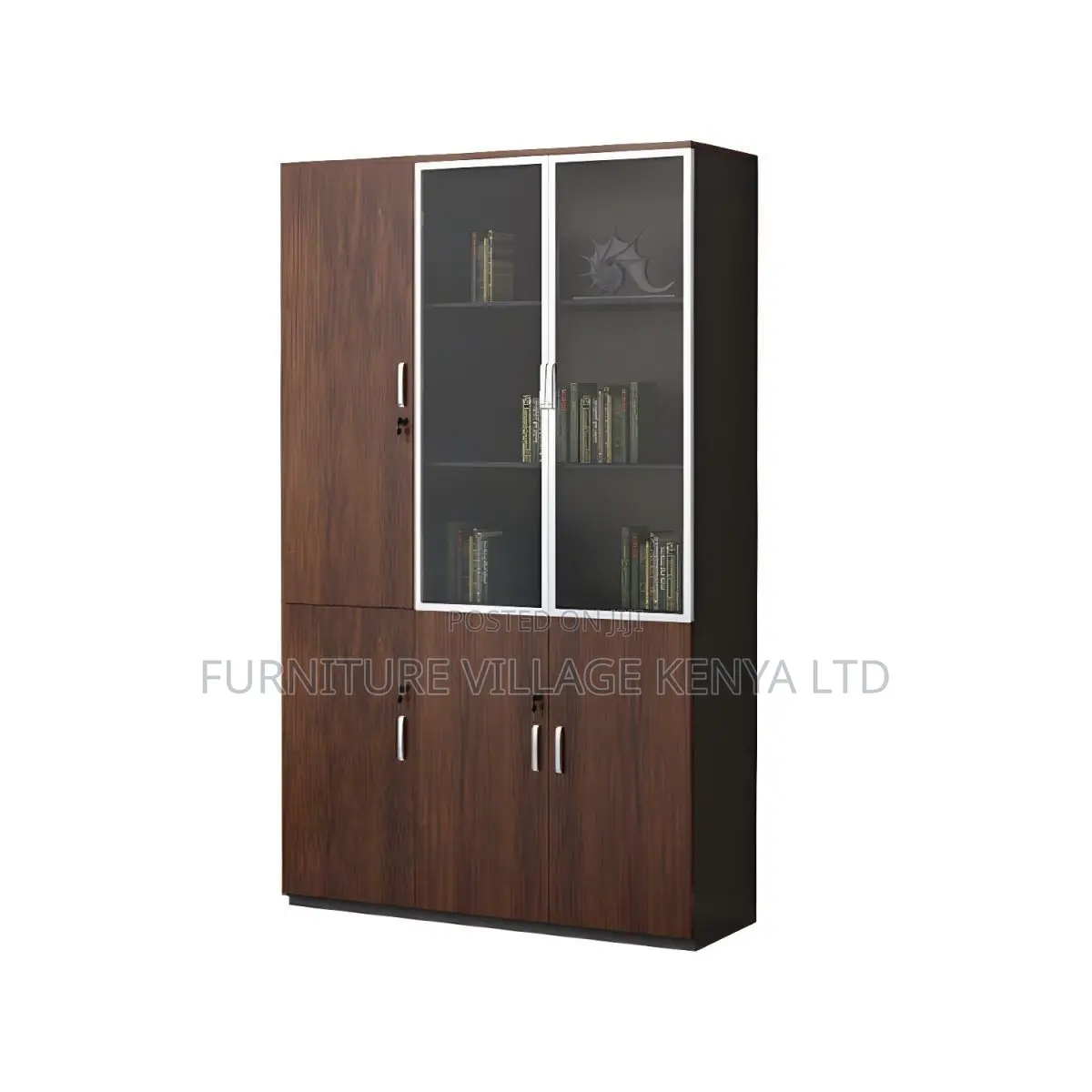 Office Cabinet; Modern Wooden Lockable 3-glass-door Office Cabinet