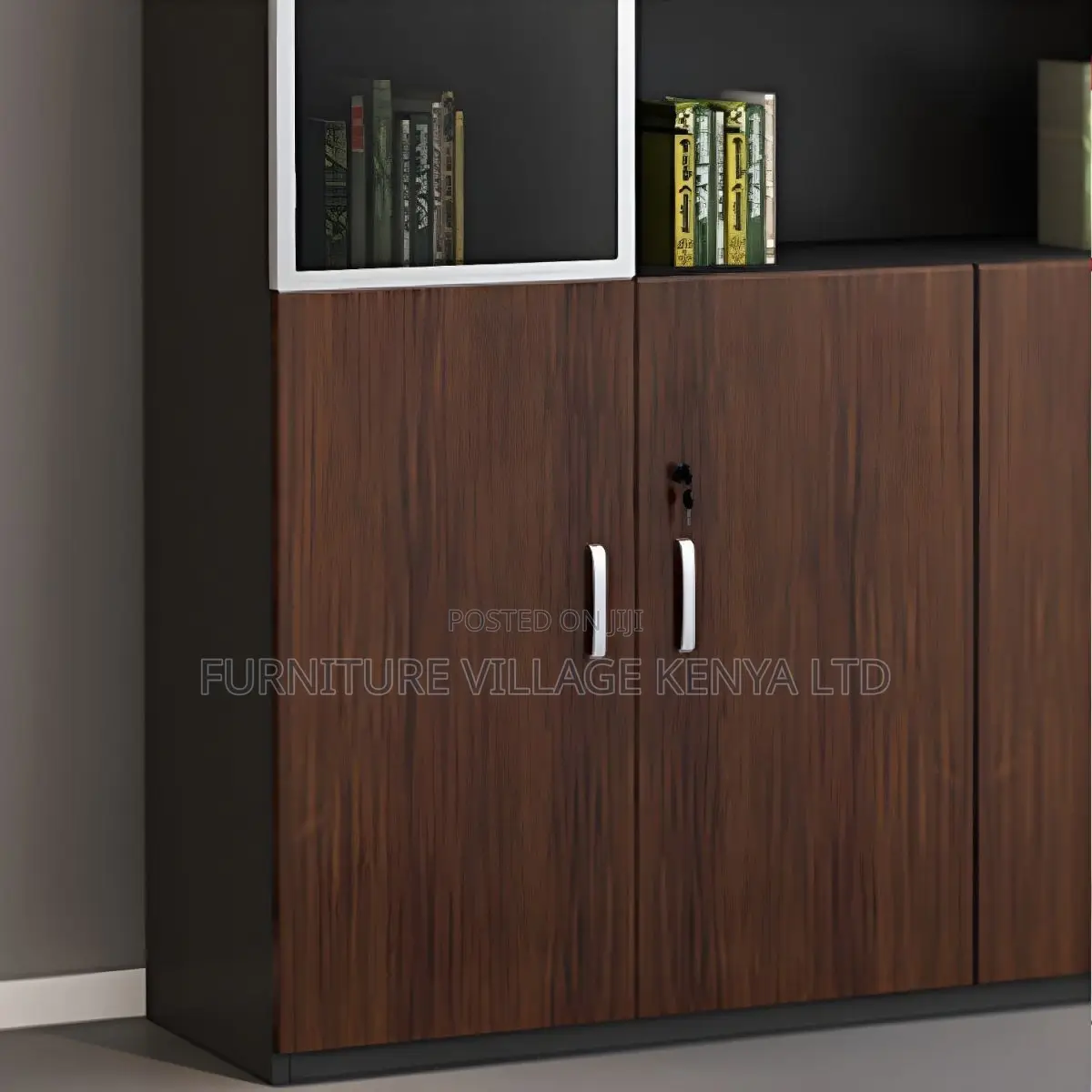 Office Cabinet; Modern Wooden Lockable 3-glass-door Office Cabinet