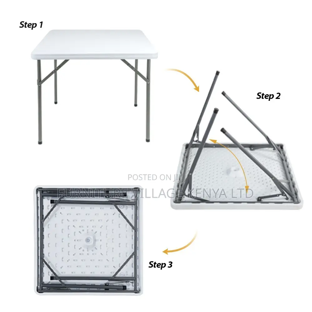 Foldable Table; Plastic Top Square Foldable Table