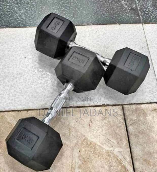 Brand New 10kgs Hexagon Dumbbell Set Available Single Hand - main view