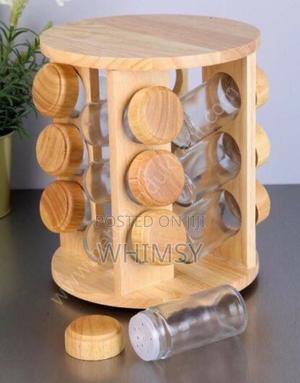 12-Jar Rotating Bamboo Spice Carousel - main view